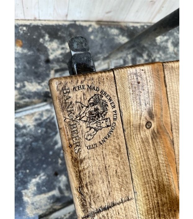 Bespoke branded tables at Bank of Beers