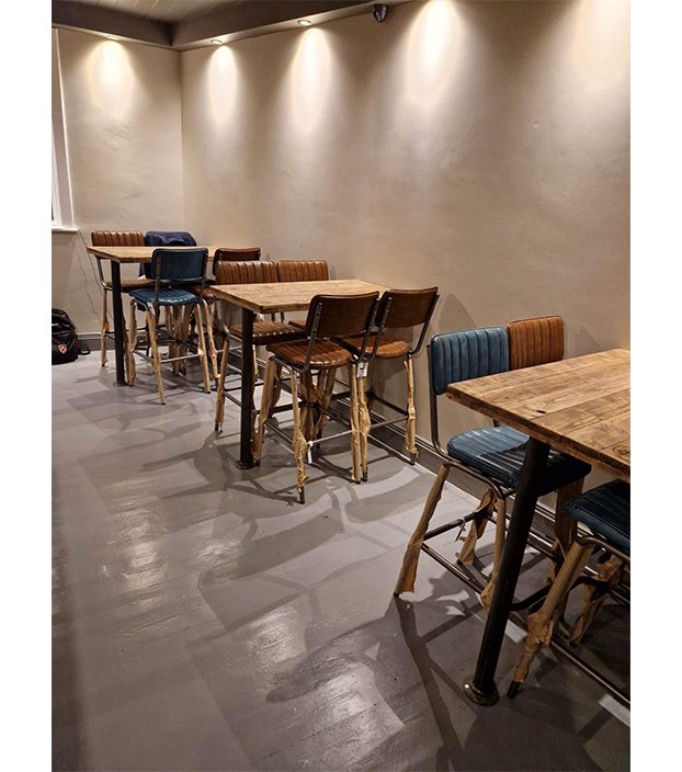 Traditional seating inside Bank of Beers