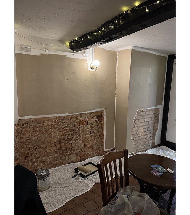 Original brickwork uncovered during The Angel renovation