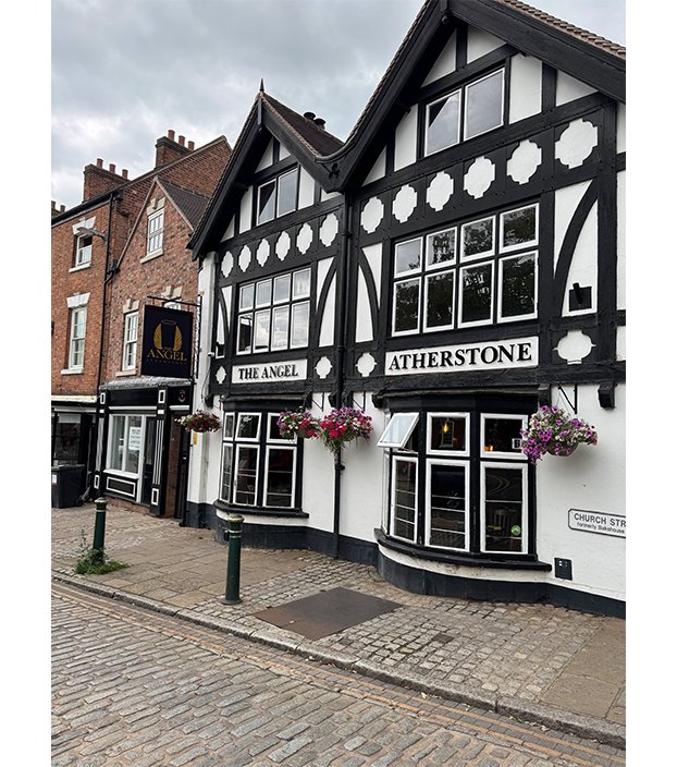 Restored interior of The Angel traditional pub in Atherstone